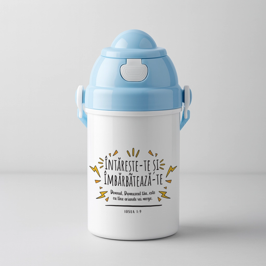 Bidon pentru copii cu verset biblic - Iosua 1:9